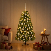 vidaXL Konstgjord julgran med julkula 120 cm 150 LED-lampor Varmvit