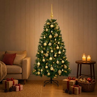 vidaXL Konstgjord julgran med julgranskulor 120 cm 150 LED-lampor