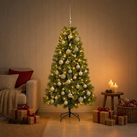 vidaXL Konstgjord julgran med julkula 120 cm 150 LED-lampor Varmvit