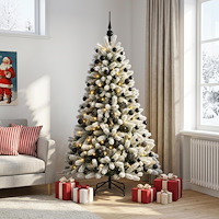 vidaXL Konstgjord julgran med kulor 180 cm 300 LED-lampor Varmvit