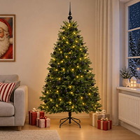 vidaXL Konstgjord julgran med kulor 240 cm 300 LED-lampor Varmvit