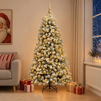 vidaXL Konstgjord julgran med kulor 240 cm 300 LED-lampor Varmvit