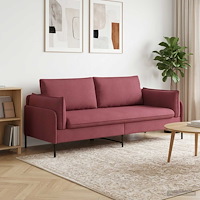vidaXL 3-Sits soffa Vinröd 222 x 81 x 89 cm Tyg