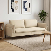 vidaXL 3-Sits soffa Gräddvit 222 x 81 x 89 cm Tyg