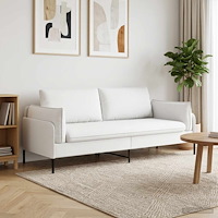 vidaXL 3-Sits soffa Vit 222 x 81 x 89 cm Tyg