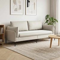 vidaXL 3-Sits soffa Gräddvit 222 x 81 x 89 cm Sammet