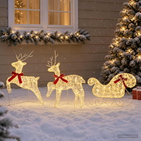 vidaXL Julren med släde 3 st 60 LED-lampor Varmvit 150 x 19 x 65 cm