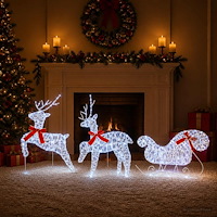 vidaXL Julren med släde 3 st 60 LED-lampor Kallvit 150 x 19 x 65 cm