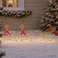 vidaXL Julren med släde 3 st 140 LED-lampor Varmvit 150 x 19 x 65 cm