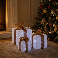 vidaXL Ljusande julklapp 3 st 64 LED-lampor Kallvit