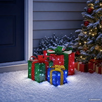 vidaXL Ljusande julklapp 3 st 64 LED-lampor Kallvit