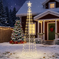 vidaXL LED-konjulgran 180 cm 250 LED-lampor Varmvit Stål Vit