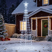 vidaXL LED-konjulgran 180 cm 250 LED-lampor Kallvit Stål Vit