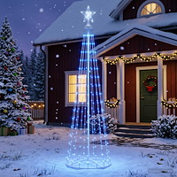 vidaXL LED-konjulgran 180 cm 250 LED-lampor Blå Stål Vit