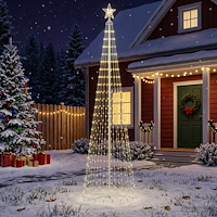 vidaXL LED-konjulgran 250 cm 470 LED-lampor Varmvit Stål Vit