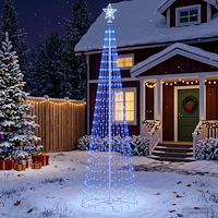 vidaXL LED-konjulgran 250 cm 470 LED-lampor Blå Stål Vit