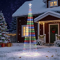vidaXL LED-konjulgran 250 cm 470 LED-lampor Mångfärgad Stål Vit