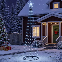 vidaXL LED-konjulgran 180 cm 250 LED-lampor Kallvit Stål Vit