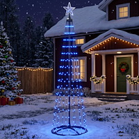 vidaXL LED-konjulgran 180 cm 250 LED-lampor Blå Stål Vit