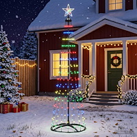 vidaXL LED-konjulgran 180 cm 250 LED-lampor Mångfärgad Stål Vit