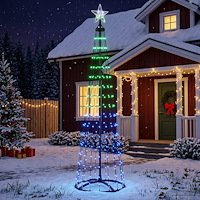 vidaXL LED-konjulgran 180 cm 250 LED-lampor Mångfärgad Stål Vit