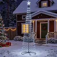 vidaXL LED-konjulgran 250 cm 470 LED-lampor Kallvit Stål Vit