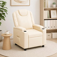 vidaXL Reclinerfåtölj Gräddvit 75 x 95 x 106 cm Tyg