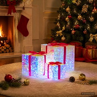 vidaXL Prismatisk iriserande LED-presentbox 3 st Flerfärgsdesign