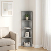 vidaXL Hörnhylla 4 nivåer 31,5 x 31 x 130 cm Konstruerat trä Betonggrå