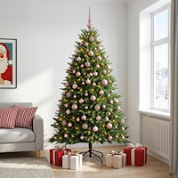 vidaXL Konstgjord julgran med kulor 240 cm 300 LED-lampor Varmvit