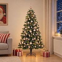 vidaXL Konstgjord julgran med kulor 210 cm 300 LED-lampor Varmvit