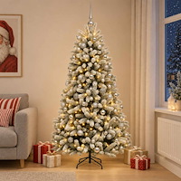 vidaXL Konstgjord julgran med kulor 180 cm 300 LED-lampor Varmvit