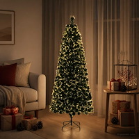 vidaXL Fiberoptisk julgran 150 cm 24 LED-lampor Varmvit PVC Grön