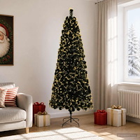 vidaXL Fiberoptisk julgran 240 cm 36 LED-lampor Varmvit PVC Grön