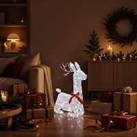 vidaXL 3D Julren LOVIISA 140 LED-lampor Kallvit 55 x 22 x 63 cm