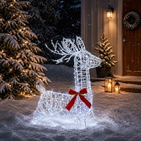 vidaXL 3D Julren LOVIISA 280 LED-lampor Kallvit 55 x 22 x 63 cm