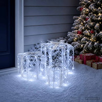 vidaXL Ljusande julklapp 3 st 150 LED-lampor Kallvit