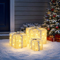 vidaXL Ljusande julklapp 3 st 64 LED-lampor Varmvit