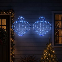 vidaXL Julfinialslampa 2 st 384 LED-lampor Blå Diam. 40 x 40 cm
