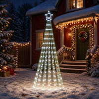 vidaXL LED Julgran EKENAS 180 cm 255 LED-lampor Kallvit Stål Svart