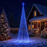 vidaXL LED Julgran EKENAS 400 cm 1028 LED-lampor Blå Stål Svart