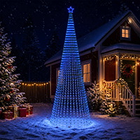 vidaXL LED Julgran EKENAS 500 cm 1524 LED-lampor Blå Stål Svart