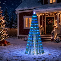 vidaXL LED Julgran EKENAS 150 cm 240 LED-lampor Blå Stål Grön