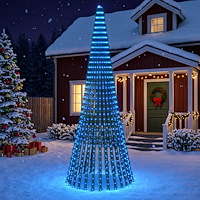 vidaXL LED Julgran EKENAS 370 cm 1008 LED-lampor Blå Stål Grön