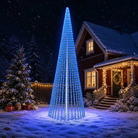 vidaXL LED Julgran EKENAS 470 cm 1504 LED-lampor Blå Stål Grön