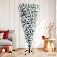 vidaXL Upp-och-nedvänd konstgjord julgran 180 cm PVC och stål