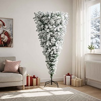 vidaXL Upp-och-nedvänd konstgjord julgran 210 cm PVC och stål