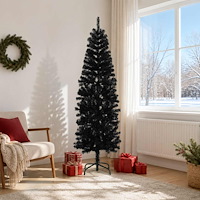 vidaXL Konstgjort smalt julträd 180 cm PVC och stål Svart