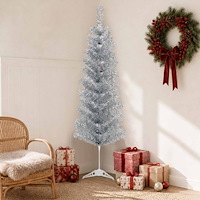 vidaXL Konstgjort smalt julträd 150 cm PVC och stål Silver