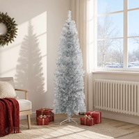 vidaXL Konstgjort smalt julträd 180 cm PVC och stål Silver